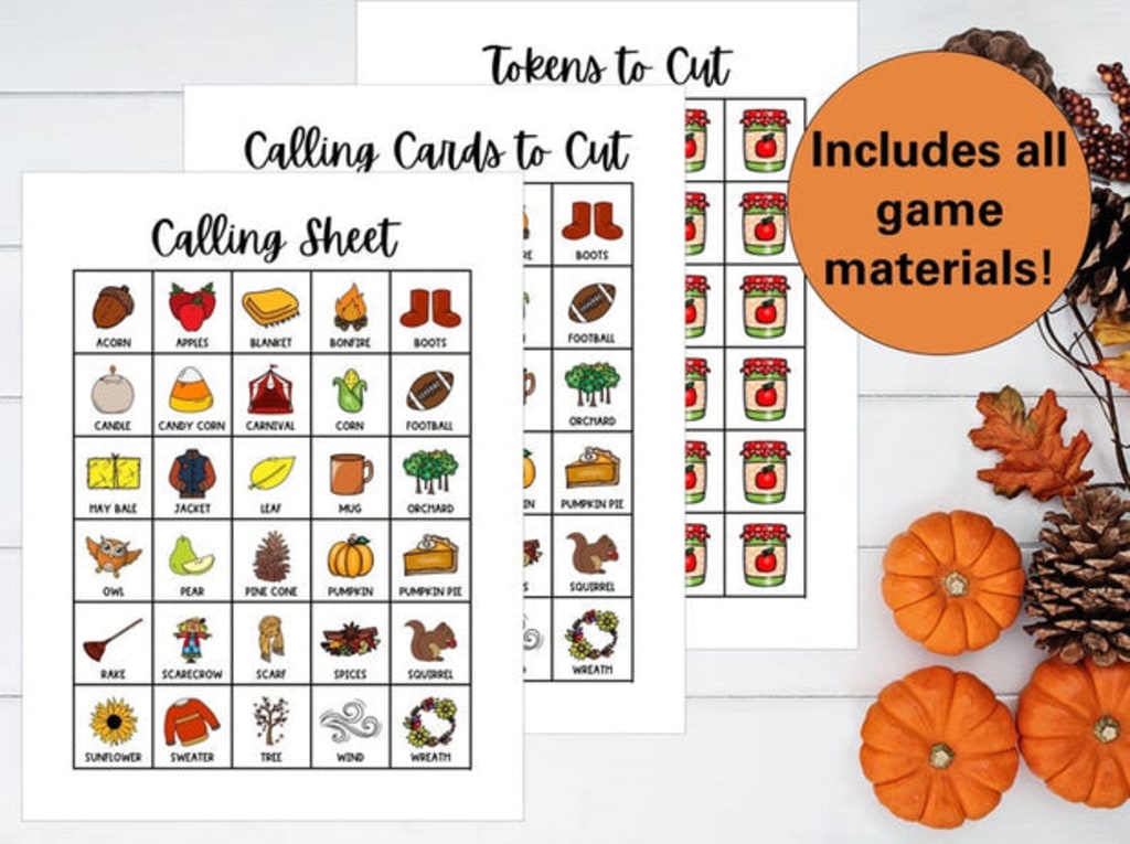 Fall Bingo Printable Game | 50 Unique Autumn Bingo Cards