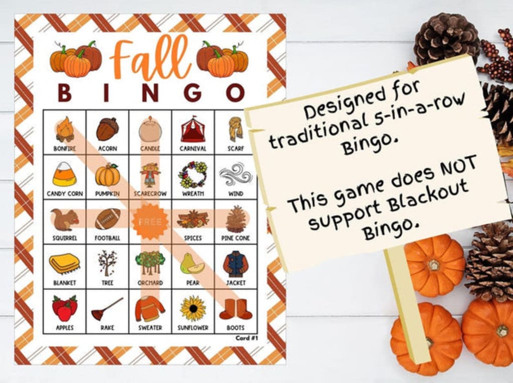 Fall Bingo Printable Game | 50 Unique Autumn Bingo Cards