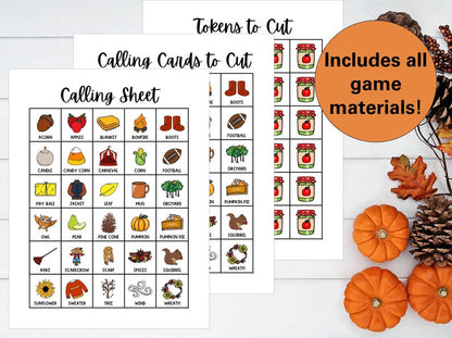 Fall Bingo Printable Game | 50 Unique Autumn Bingo Cards