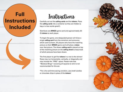 Fall Bingo Printable Game | 50 Unique Autumn Bingo Cards