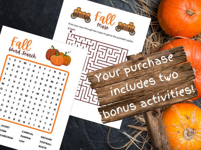 Fall Bingo Printable Game | 50 Unique Autumn Bingo Cards