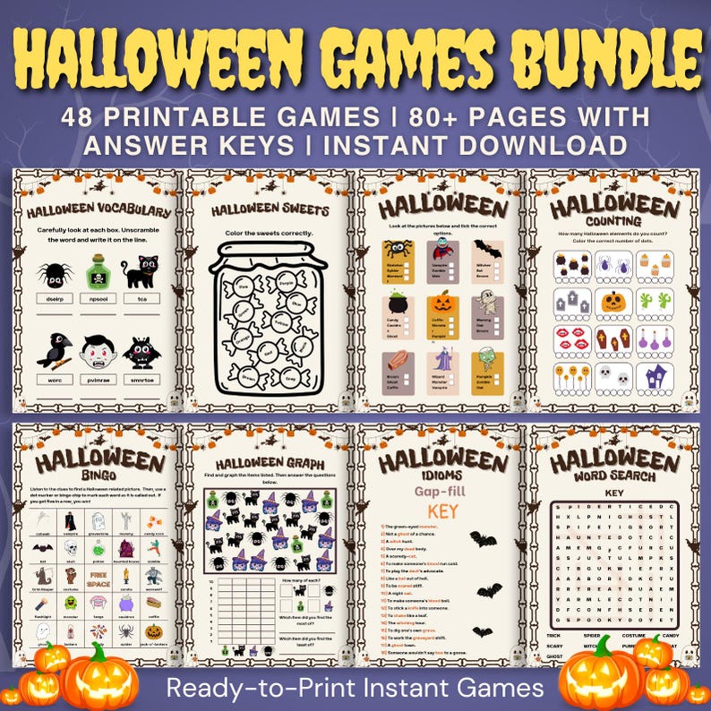 80+ Halloween Games Mega Bundle: Printable Party Activities